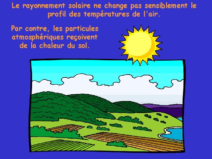 Le rayonnement solaire ne change pas sensiblement le profil des températures de l'air. Par