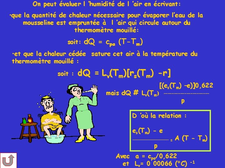 On peut évaluer l ’humidité de l ’air en écrivant: • que la quantité