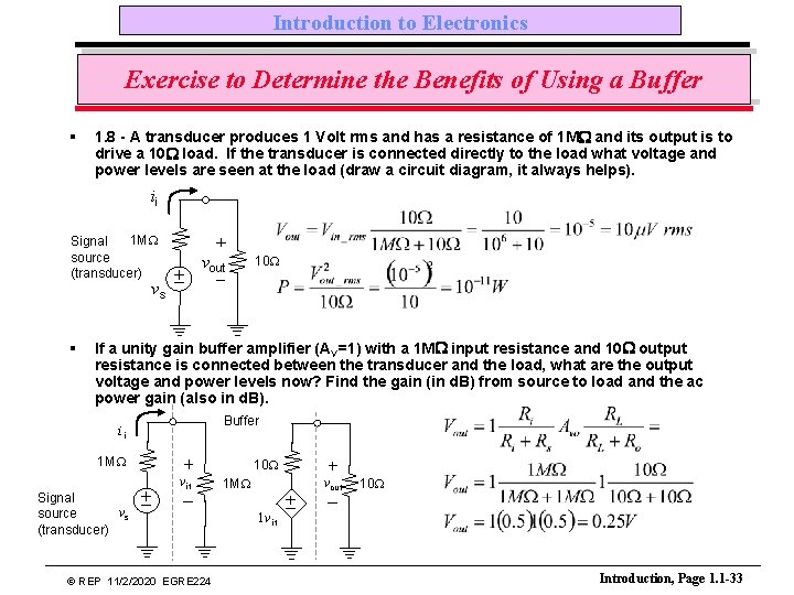 Introduction to Electronics Exercise to Determine the Benefits of Using a Buffer § 1.