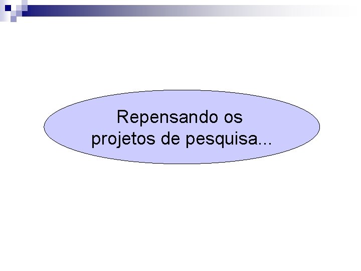 Repensando os projetos de pesquisa. . . 
