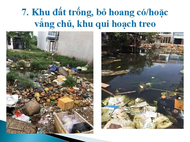 7. Khu đất trống, bỏ hoang có/hoặc vắng chủ, khu qui hoạch treo 