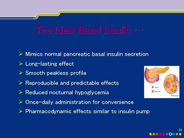 The Ideal Basal Insulin … Ø Mimics normal pancreatic basal insulin secretion Ø Long-lasting
