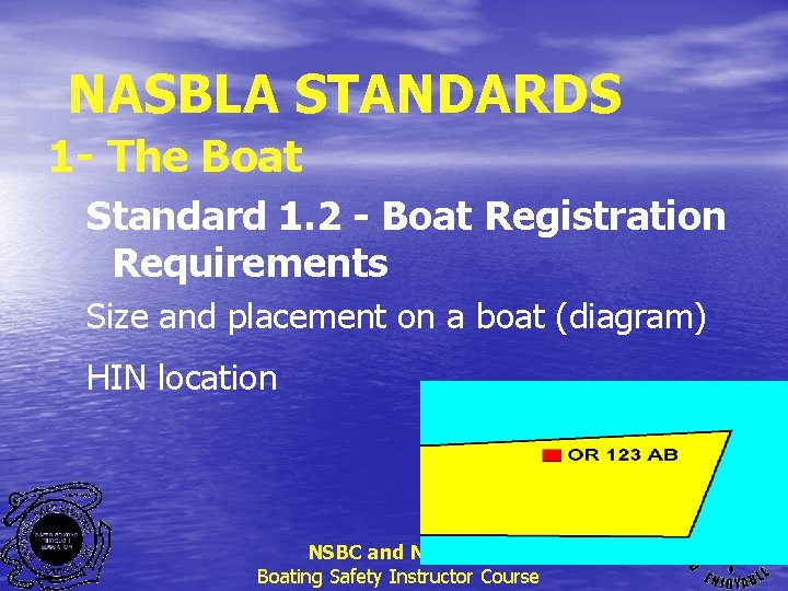 NASBLA STANDARDS 1 - The Boat Standard 1. 2 - Boat Registration Requirements Size