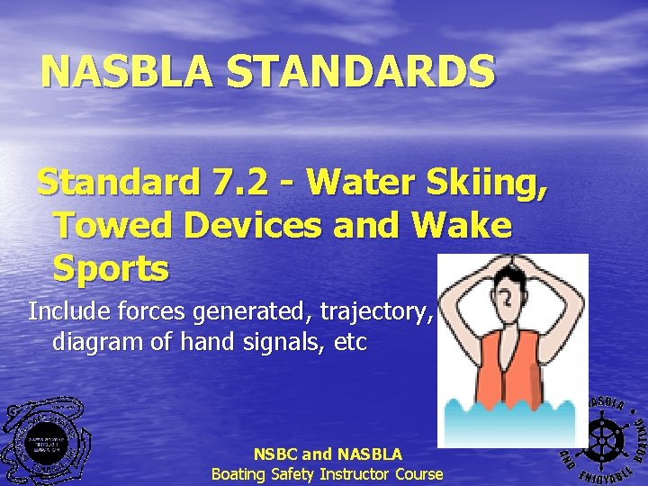 NASBLA STANDARDS Standard 7. 2 - Water Skiing, Towed Devices and Wake Sports Include