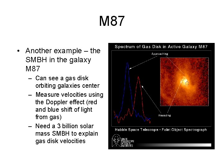 M 87 • Another example – the SMBH in the galaxy M 87 –