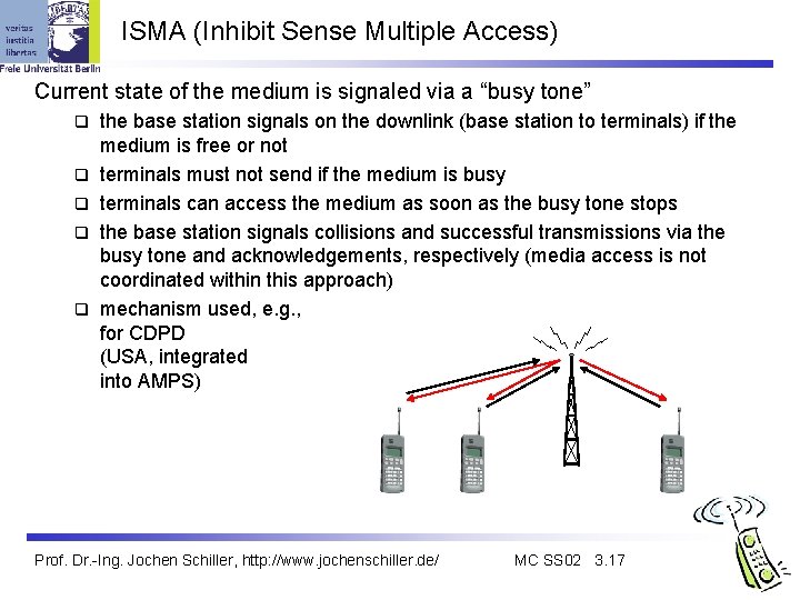 ISMA (Inhibit Sense Multiple Access) Current state of the medium is signaled via a