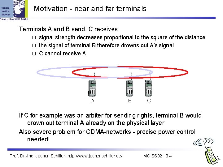 Motivation - near and far terminals Terminals A and B send, C receives signal
