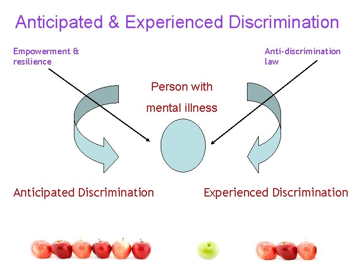 Anticipated & Experienced Discrimination Empowerment & resilience Anti-discrimination law Person with mental illness Anticipated