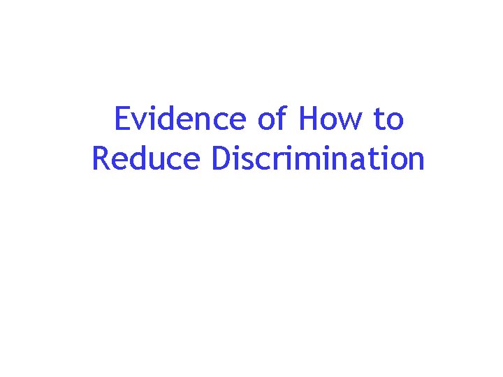 Evidence of How to Reduce Discrimination 