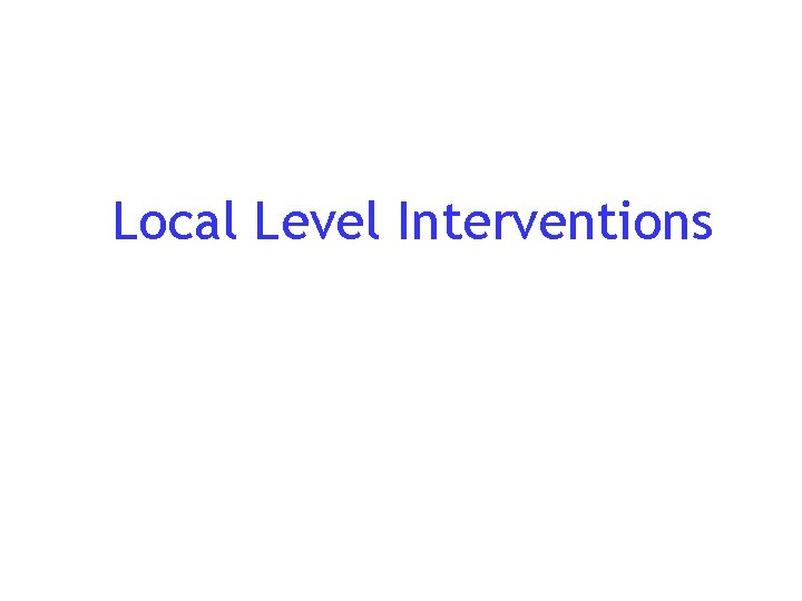 Local Level Interventions 