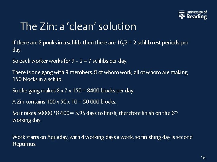 The Zin: a ‘clean’ solution If there are 8 ponks in a schlib, then