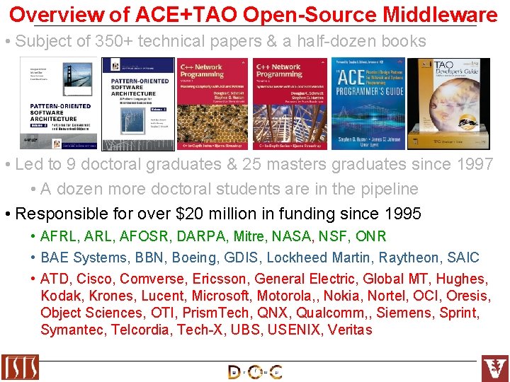 Overview of ACE+TAO Open-Source Middleware • Subject of 350+ technical papers & a half-dozen