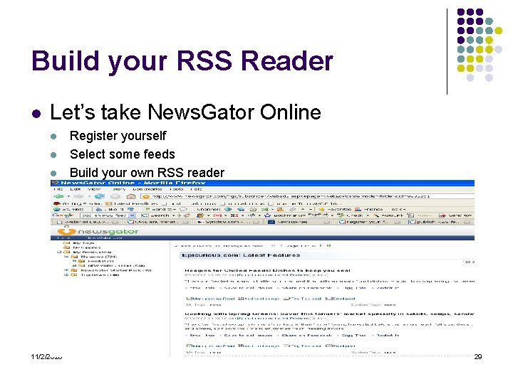 Build your RSS Reader l Let’s take News. Gator Online l l l 11/2/2020