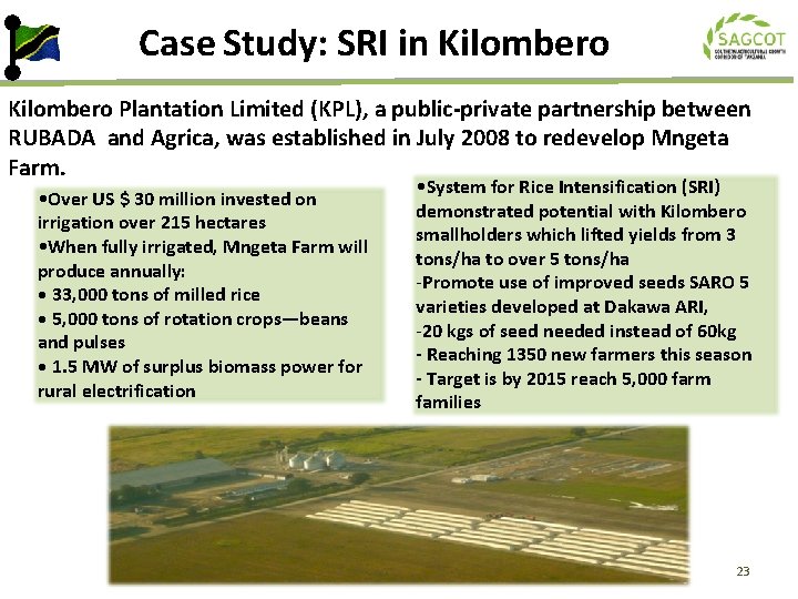 Case Study: SRI in Kilombero Plantation Limited (KPL), a public-private partnership between RUBADA and