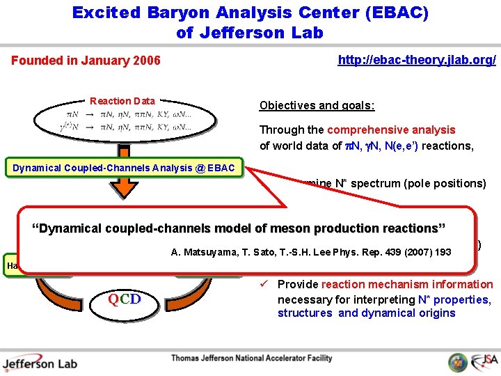 Excited Baryon Analysis Center (EBAC) of Jefferson Lab http: //ebac-theory. jlab. org/ Founded in