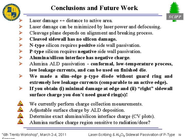 Conclusions and Future Work Ø Ø Ø Ø Laser damage ↔ distance to active