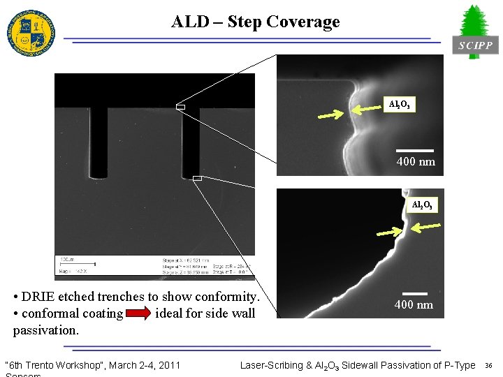 ALD – Step Coverage Al 2 O 3 400 nm Al 2 O 3