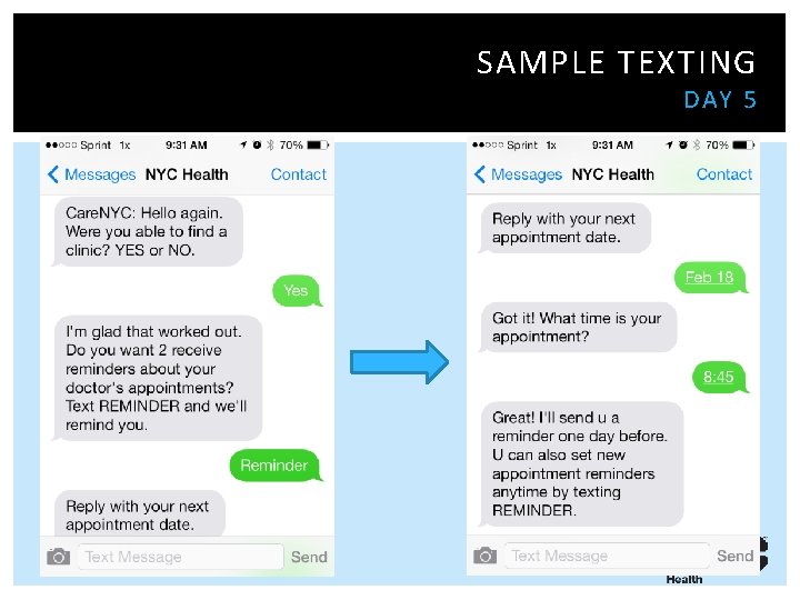 SAMPLE TEXTING DAY 5 5 days later… 