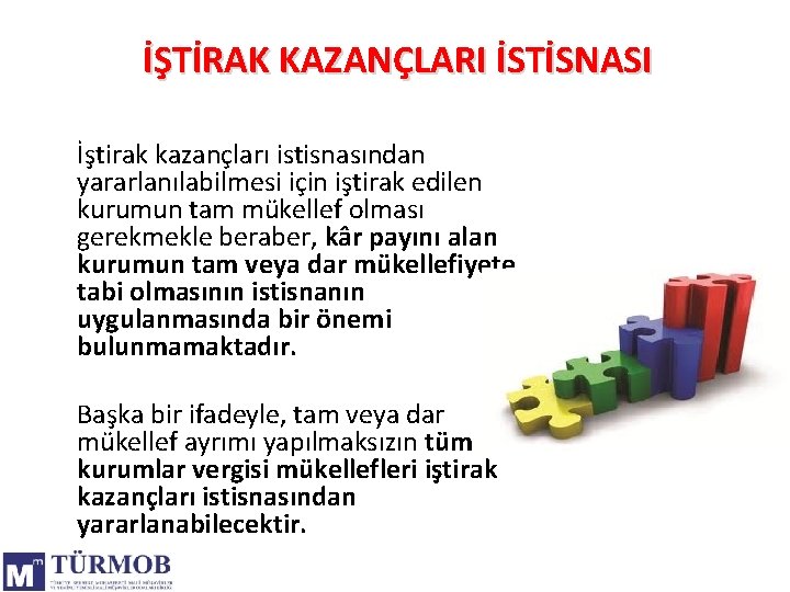 İŞTİRAK KAZANÇLARI İSTİSNASI İştirak kazançları istisnasından yararlanılabilmesi için iştirak edilen kurumun tam mükellef olması