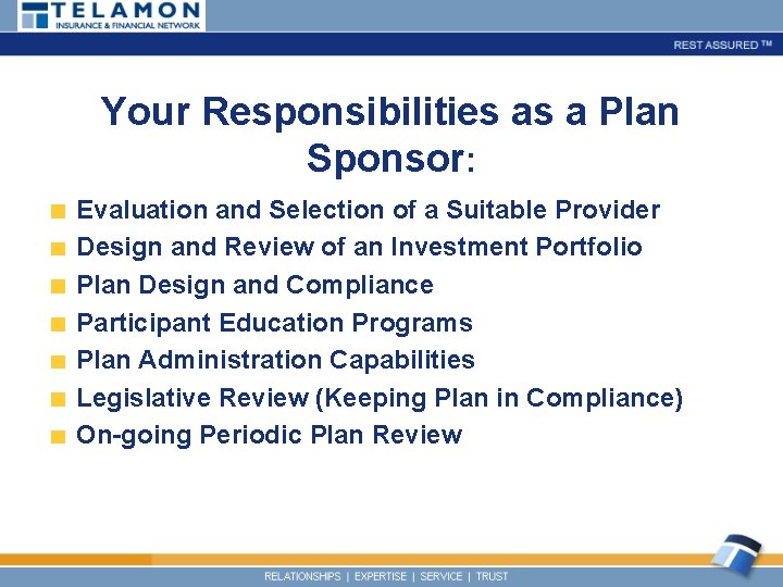 Your Responsibilities as a Plan Sponsor: Evaluation and Selection of a Suitable Provider Design