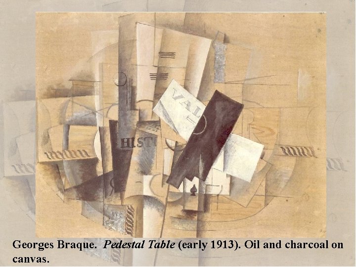 Georges Braque. Pedestal Table (early 1913). Oil and charcoal on canvas. 