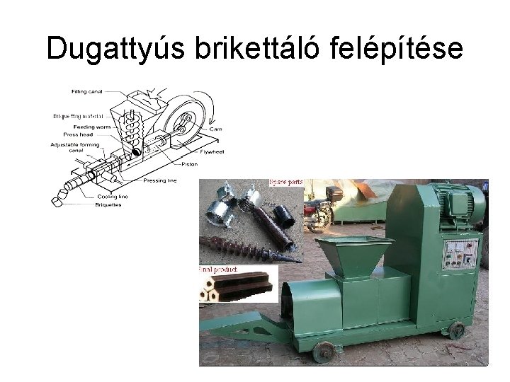 Dugattyús brikettáló felépítése 