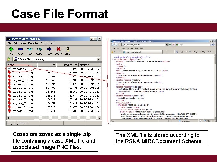 Case File Format Cases are saved as a single. zip file containing a case