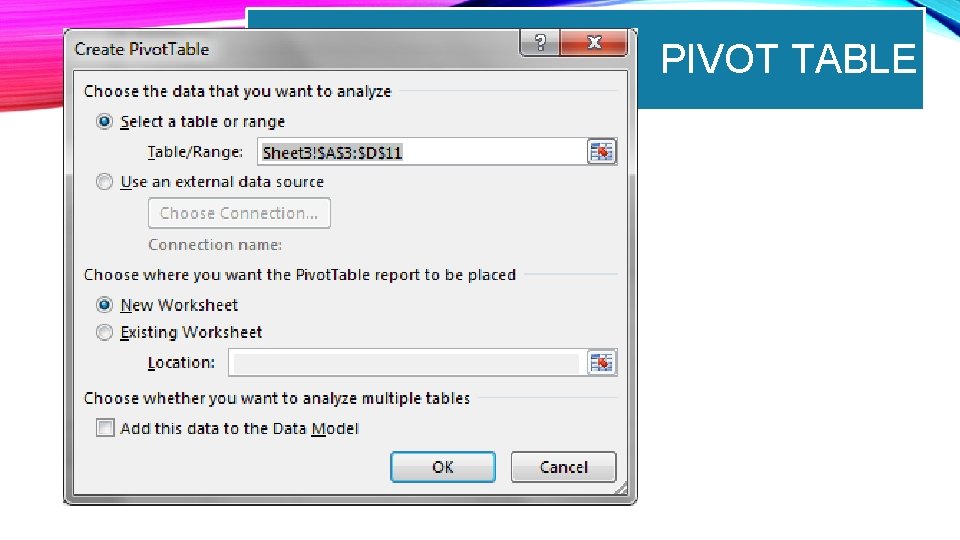 PIVOT TABLE 