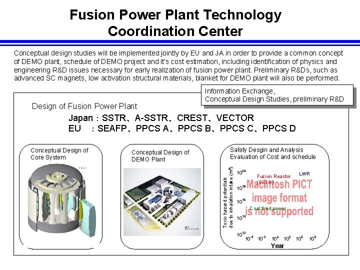 Fusion Power Plant Technology Coordination Center Conceptual design studies will be implemented jointly by