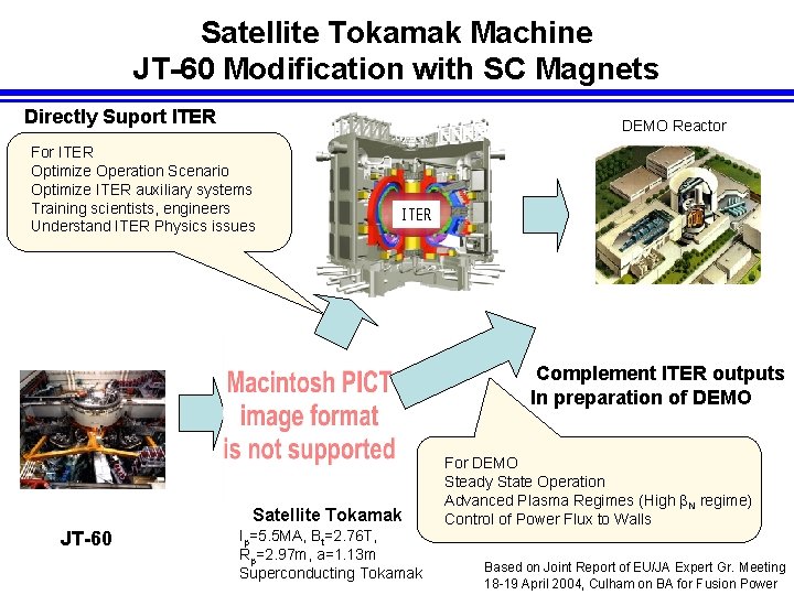 Satellite Tokamak Machine JT-60 Modification with SC Magnets Directly Suport ITER DEMO Reactor For