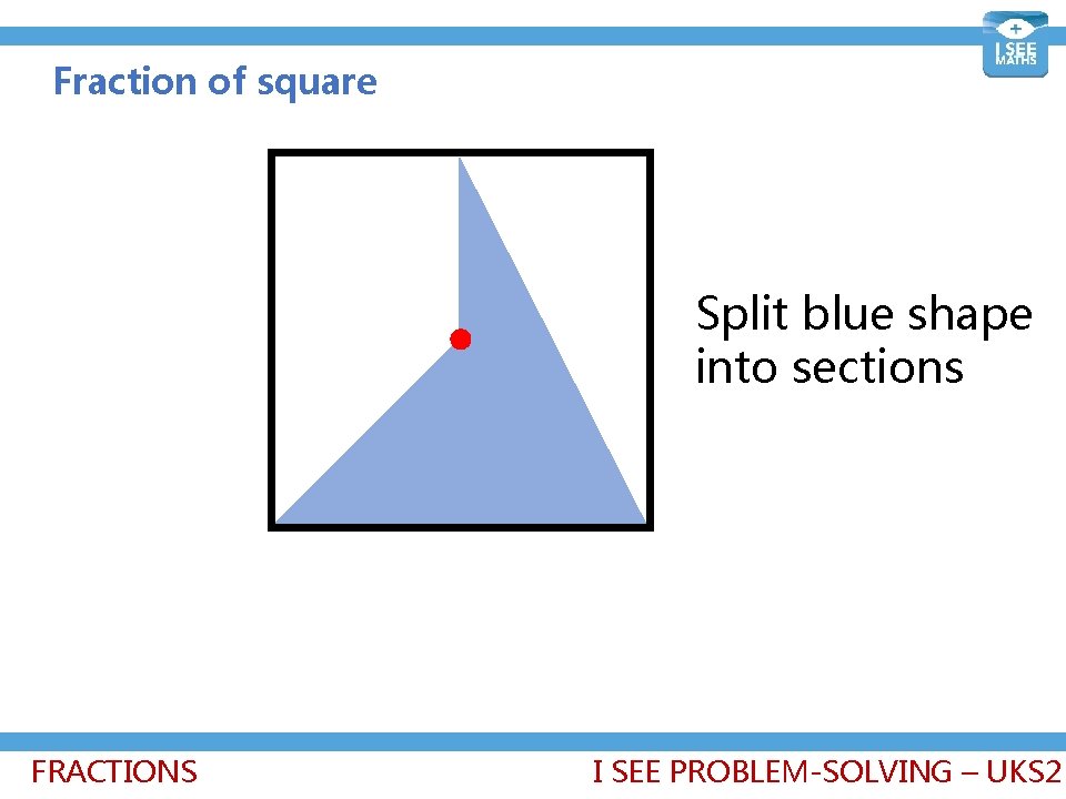 Fraction of square Split blue shape into sections FRACTIONS I SEE PROBLEM-SOLVING – UKS