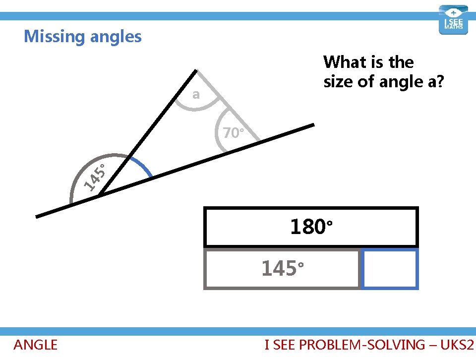 Missing angles What is the size of angle a? a 14 5° 70° 180°