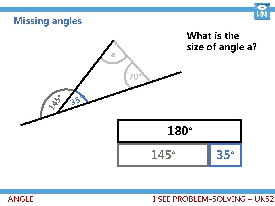 Missing angles What is the size of angle a? a 14 5° 70° 35°