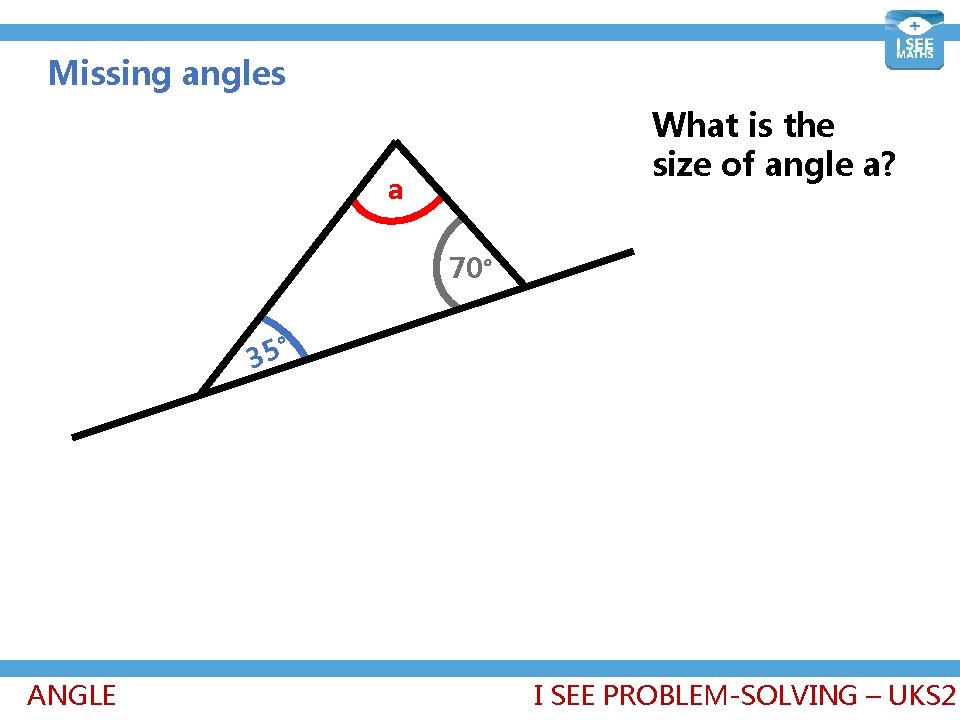 Missing angles What is the size of angle a? a 70° 35° ANGLE I