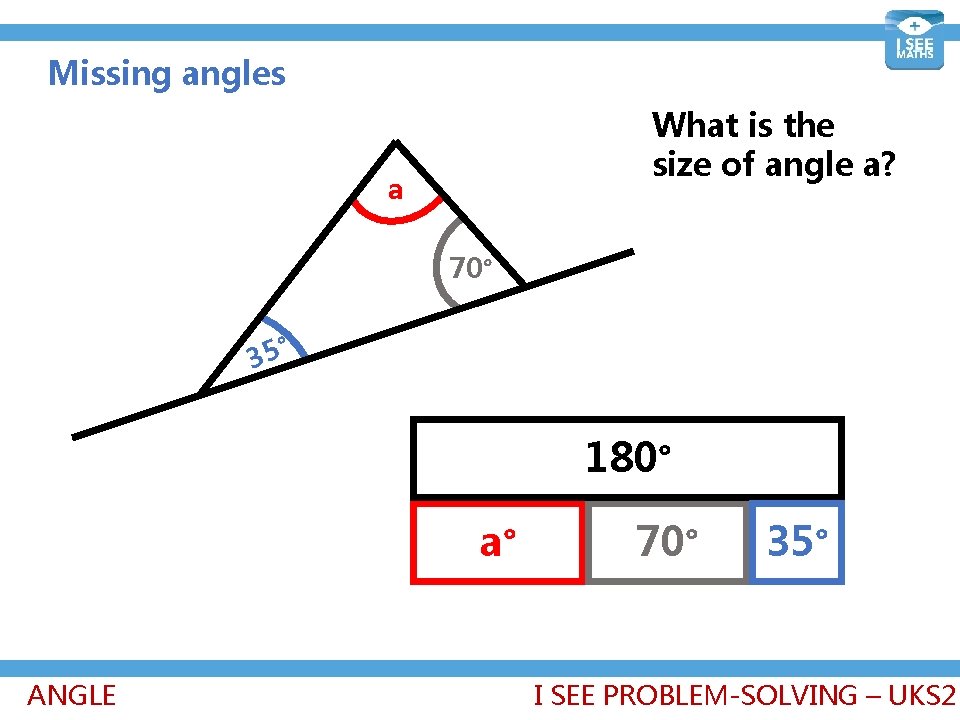 Missing angles What is the size of angle a? a 70° 35° 180° a°