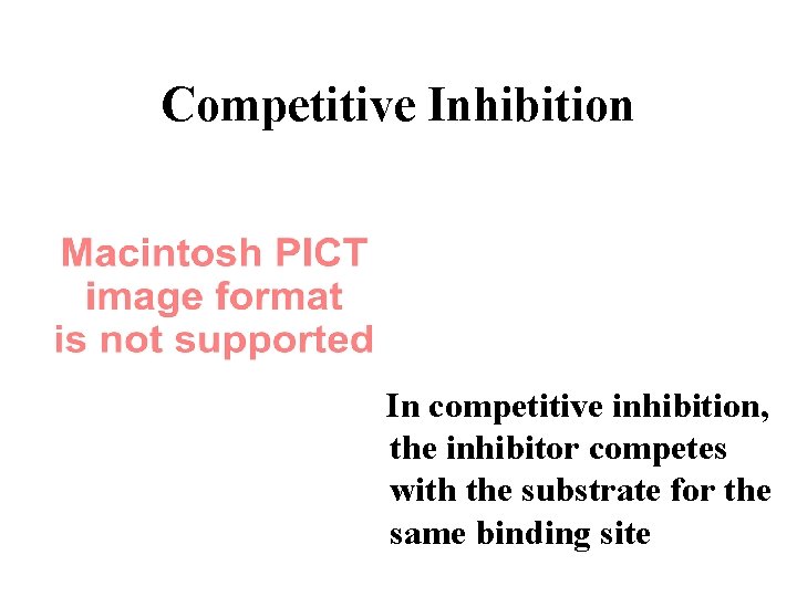 Competitive Inhibition In competitive inhibition, the inhibitor competes with the substrate for the same