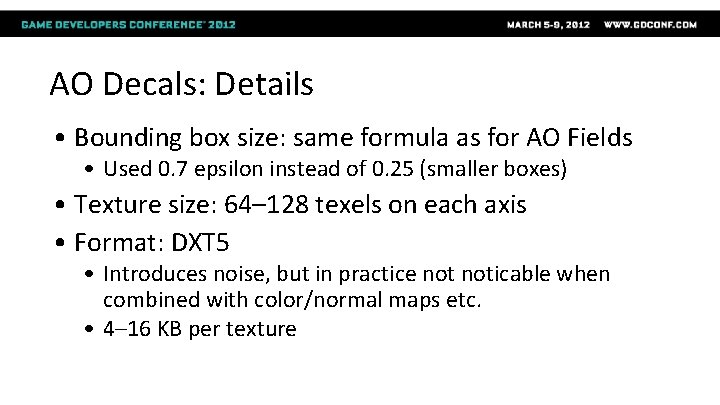 AO Decals: Details • Bounding box size: same formula as for AO Fields •