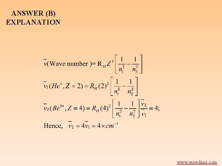 ANSWER (B) EXPLANATION www. wisedane. com 