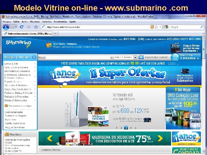 Modelo Vitrine on-line - www. submarino. com 