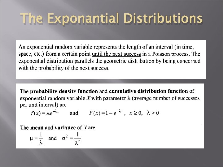 The Exponantial Distributions � ljhlj 
