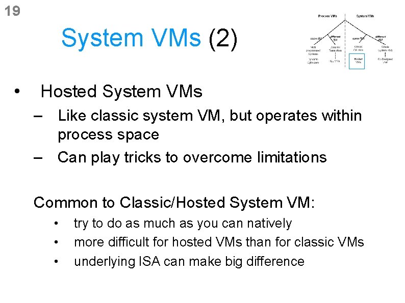 19 System VMs (2) • Hosted System VMs – Like classic system VM, but 19 System VMs (2) • Hosted System VMs – Like classic system VM, but