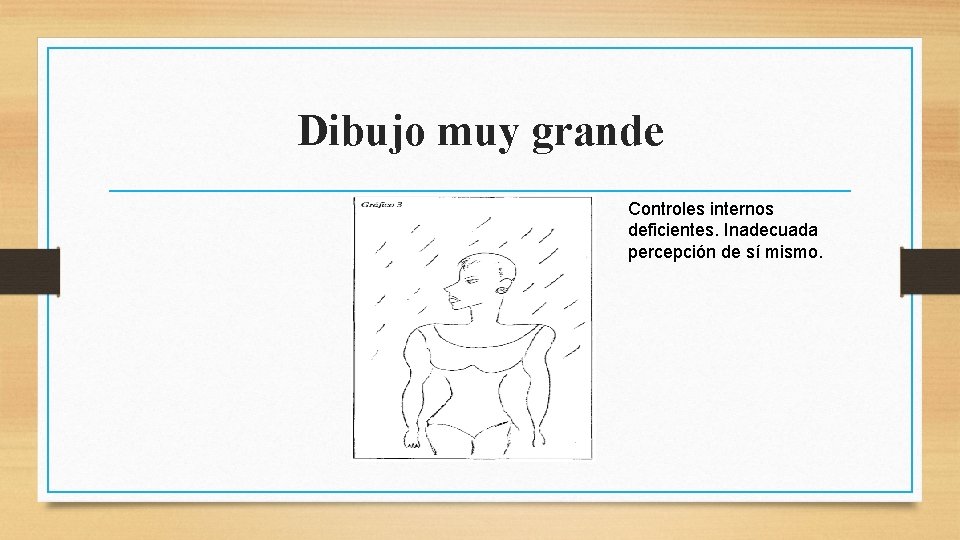 Dibujo muy grande Controles internos deficientes. Inadecuada percepción de sí mismo. 