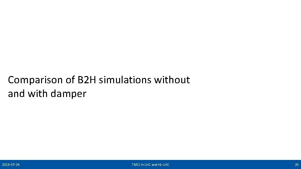 Comparison of B 2 H simulations without and with damper 2018 -07 -24 TMCI