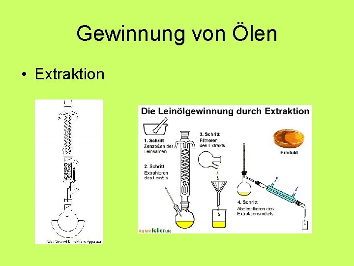 Gewinnung von Ölen • Extraktion 