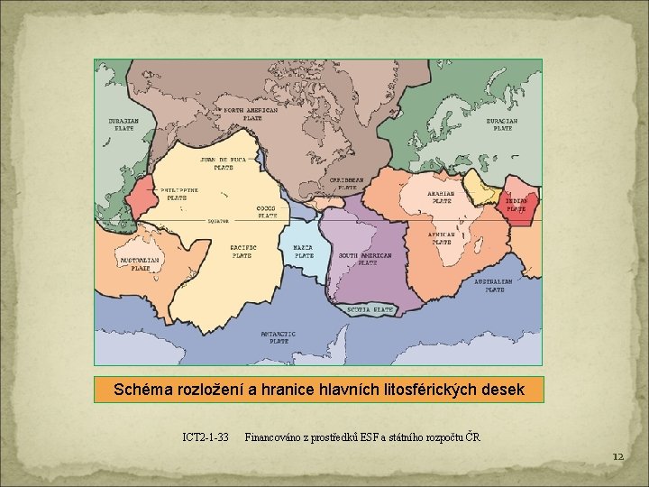 Schéma rozložení a hranice hlavních litosférických desek ICT 2 -1 -33 Financováno z prostředků