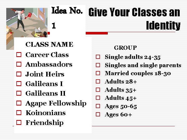 Idea No. Give Your Classes an 1 Identity CLASS NAME o o o o