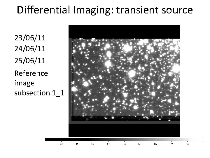 Differential Imaging: transient source 23/06/11 24/06/11 25/06/11 Reference image subsection 1_1 
