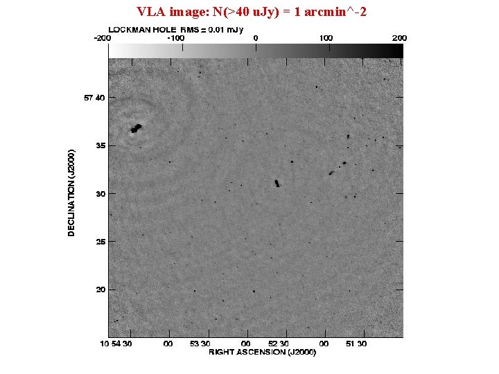 VLA image: N(>40 u. Jy) = 1 arcmin^-2 