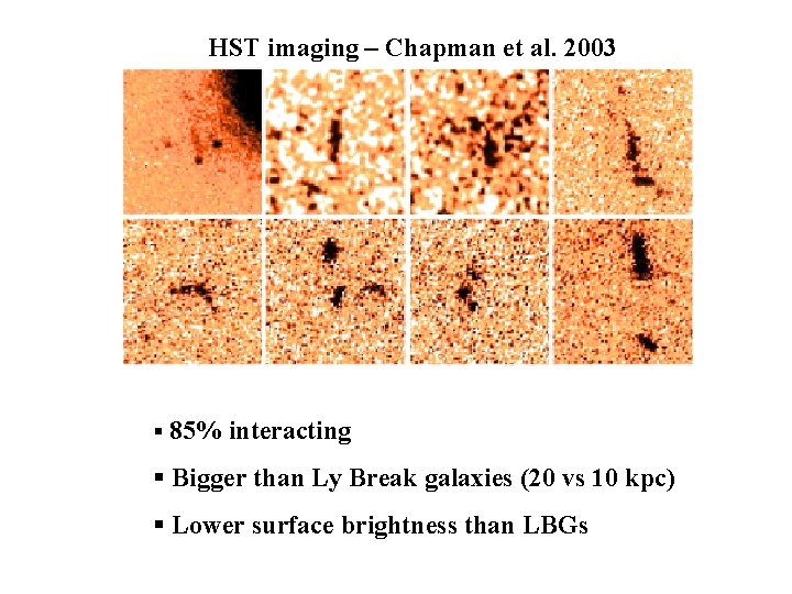 HST imaging – Chapman et al. 2003 § 85% interacting § Bigger than Ly