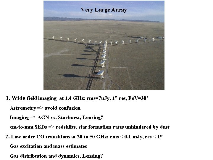 Very Large Array 1. Wide-field imaging at 1. 4 GHz: rms=7 u. Jy, 1”